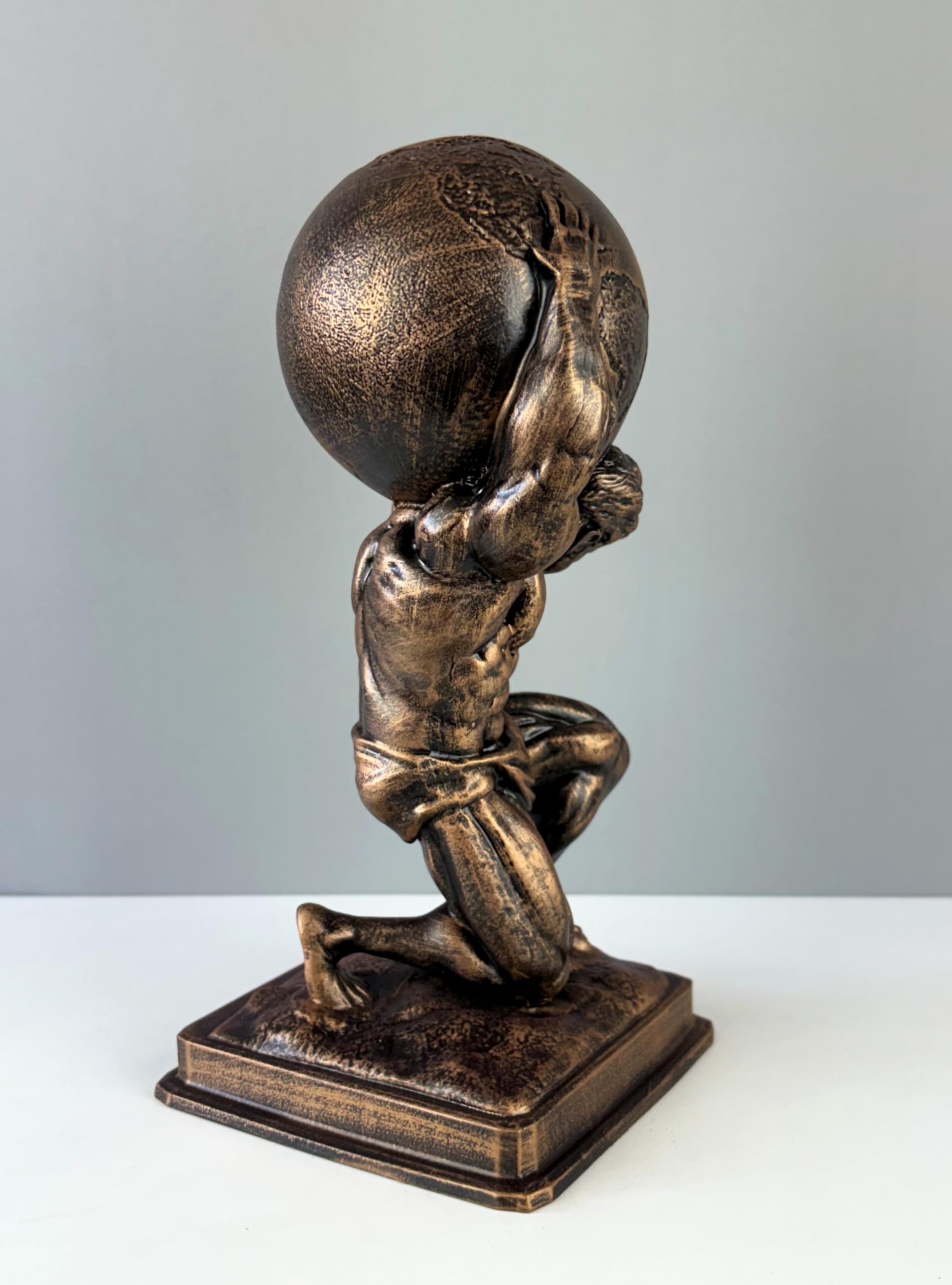 Atlante che trasporta il mondo, busto statua, 30 cm, mitologia greca, statua greca, scultura artistica (bronzo)