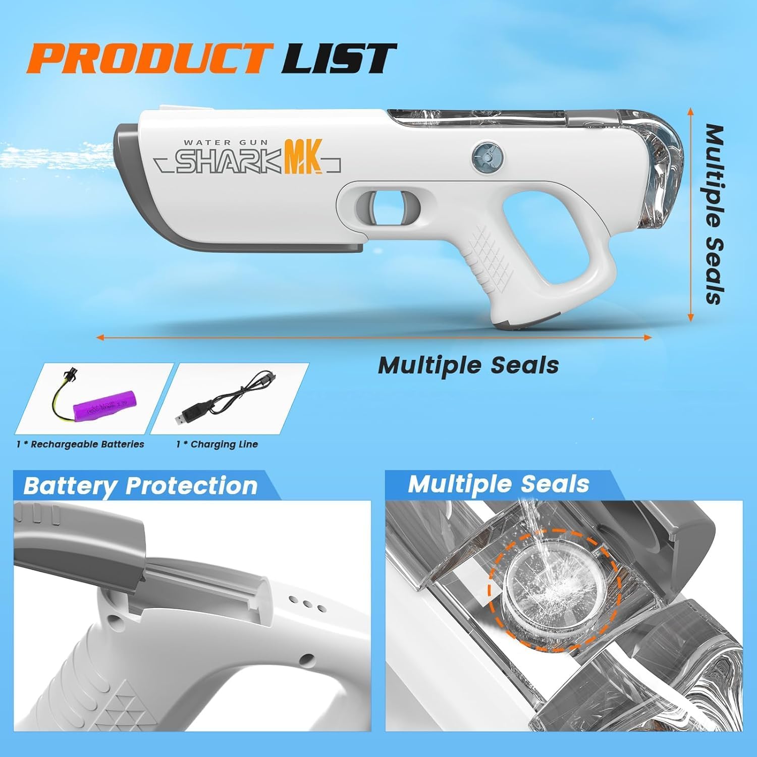 Electric Water Gun for Kids & Adults, Automatic Water Reload,Lightweight Design Shooting Over 250 Blasts Water Blaster Squirt Guns Up to 32 FT Long Range, Summer Outdoor Beach Party Toys