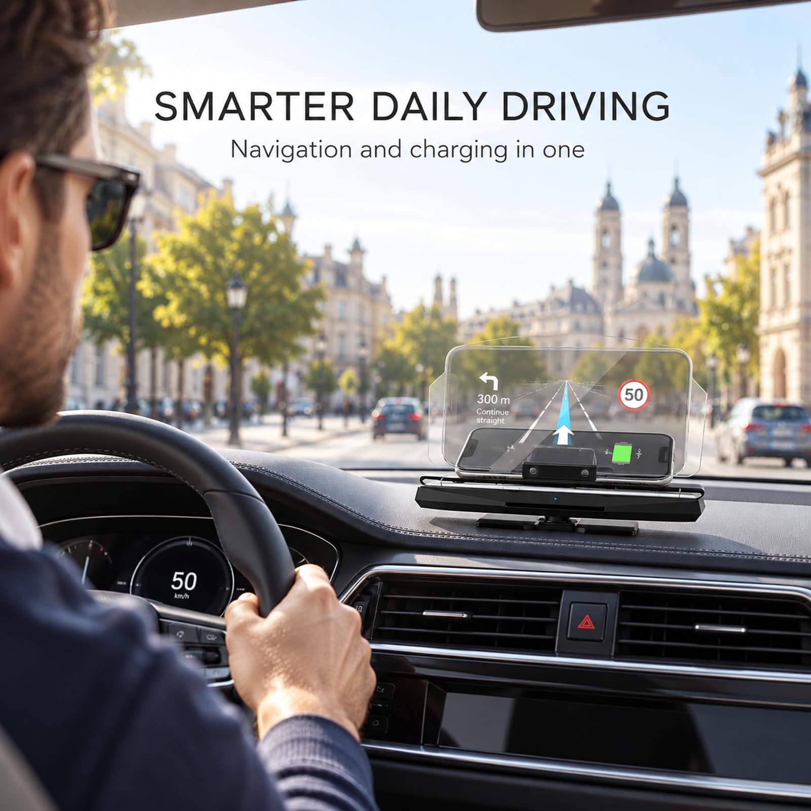 HUD Head-Up Display bezprzewodowy uchwyt na telefon nawigacja samochodowa wyświetlacz odblaskowy o wysokiej rozdzielczości składany uchwyt nawigacyjny do telefonu samochodowego z prostą konstrukcją
