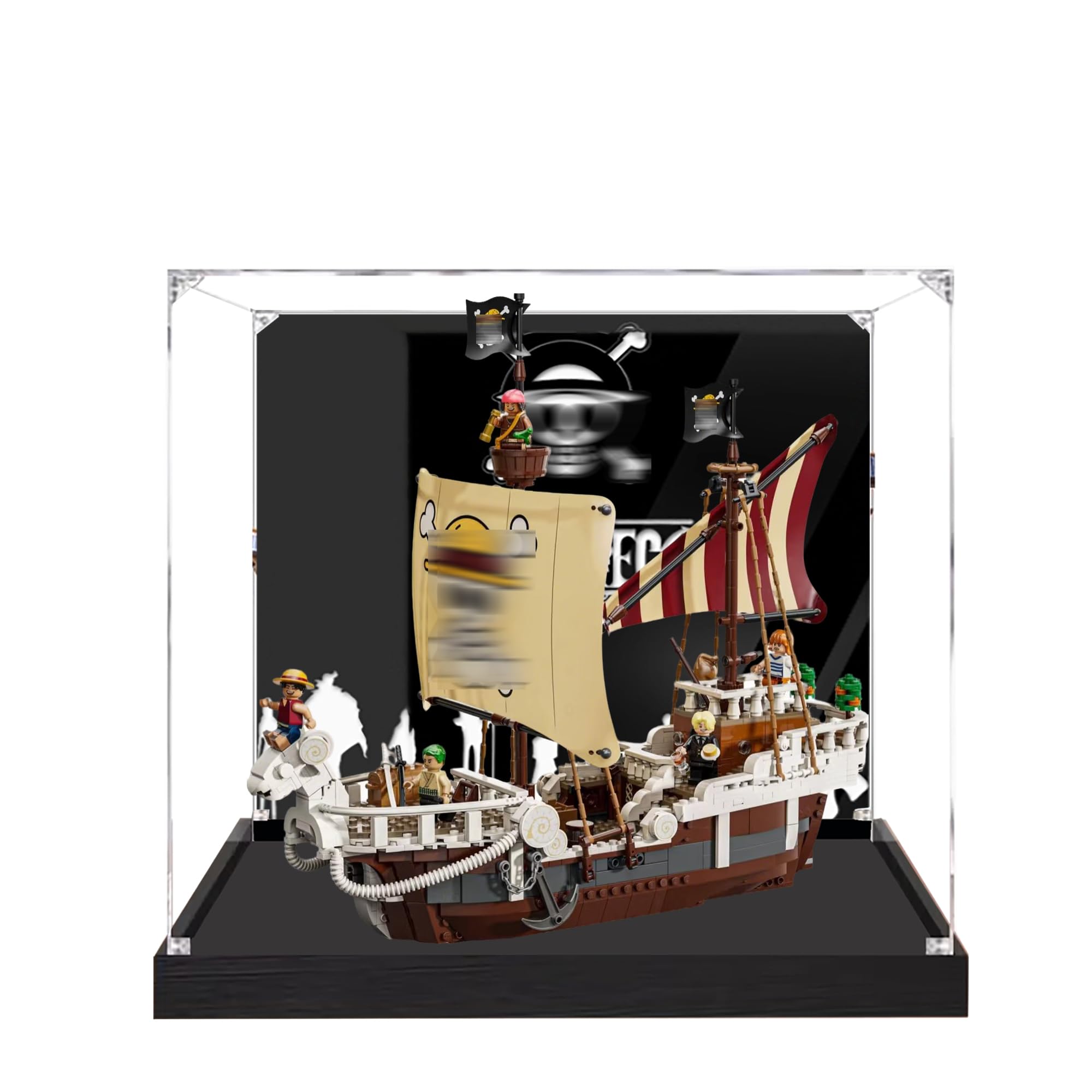 Acrylic Display Case for Lego 75639 Go Merry Pirate Ship Model, 3mm Dustproof Display Box, Display Case Compatible with Lego 75639 (Model Not Included) (Background 3MM B)