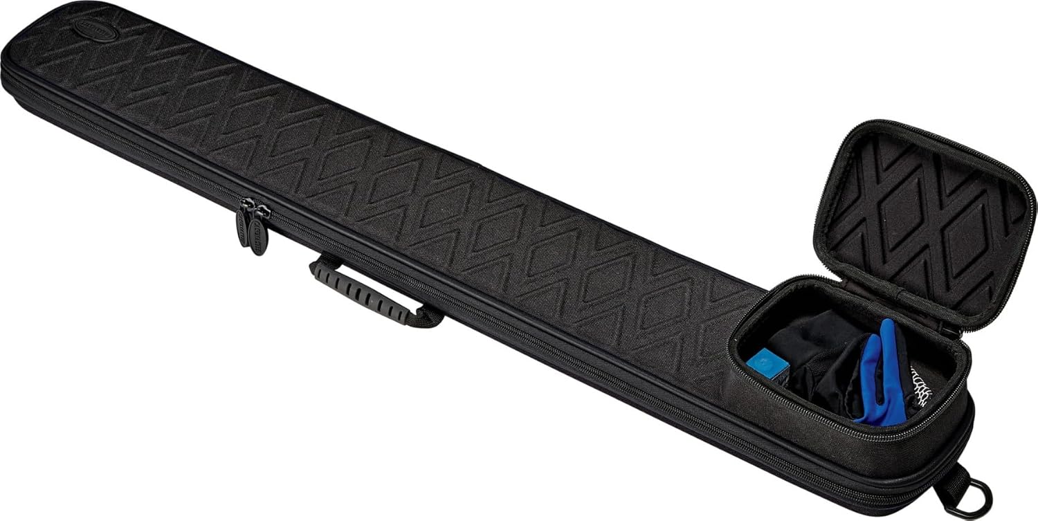 Casemaster Parallax Plus Pool Cue Case, Holds 1 Butt and 1 Shaft, Foam-Lined Pool Stick Case, 600D Oxford Fabric, Chalk Slot, Black