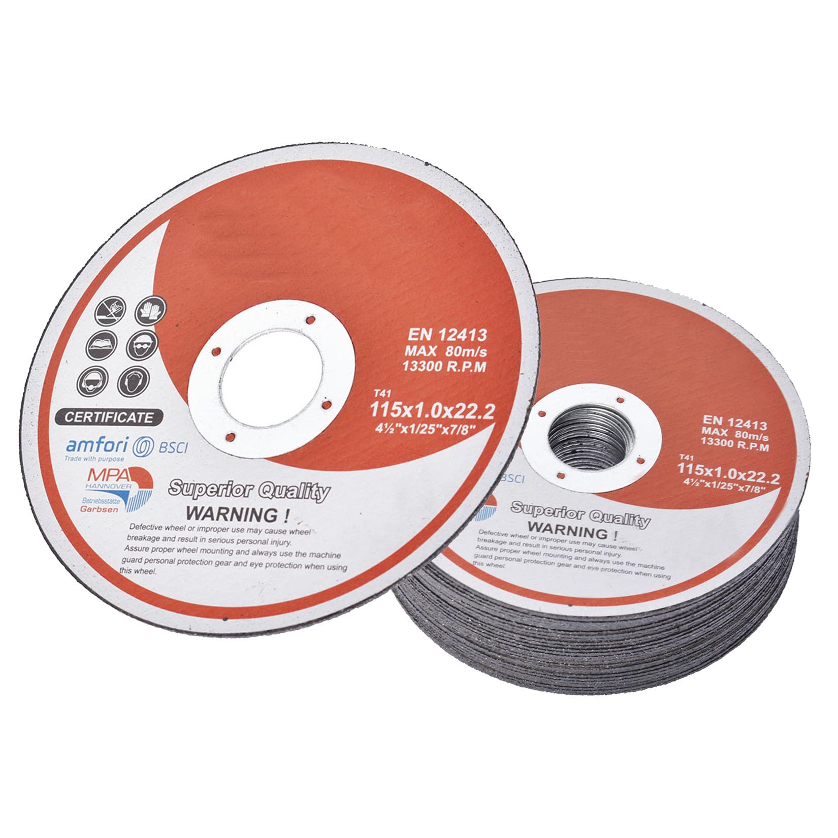 Confezione da 50 Dischi da Taglio Sottili per Metallo e Acciaio Inossidabile, Dimensioni 4-1/2" x 0,040" x 7/8".