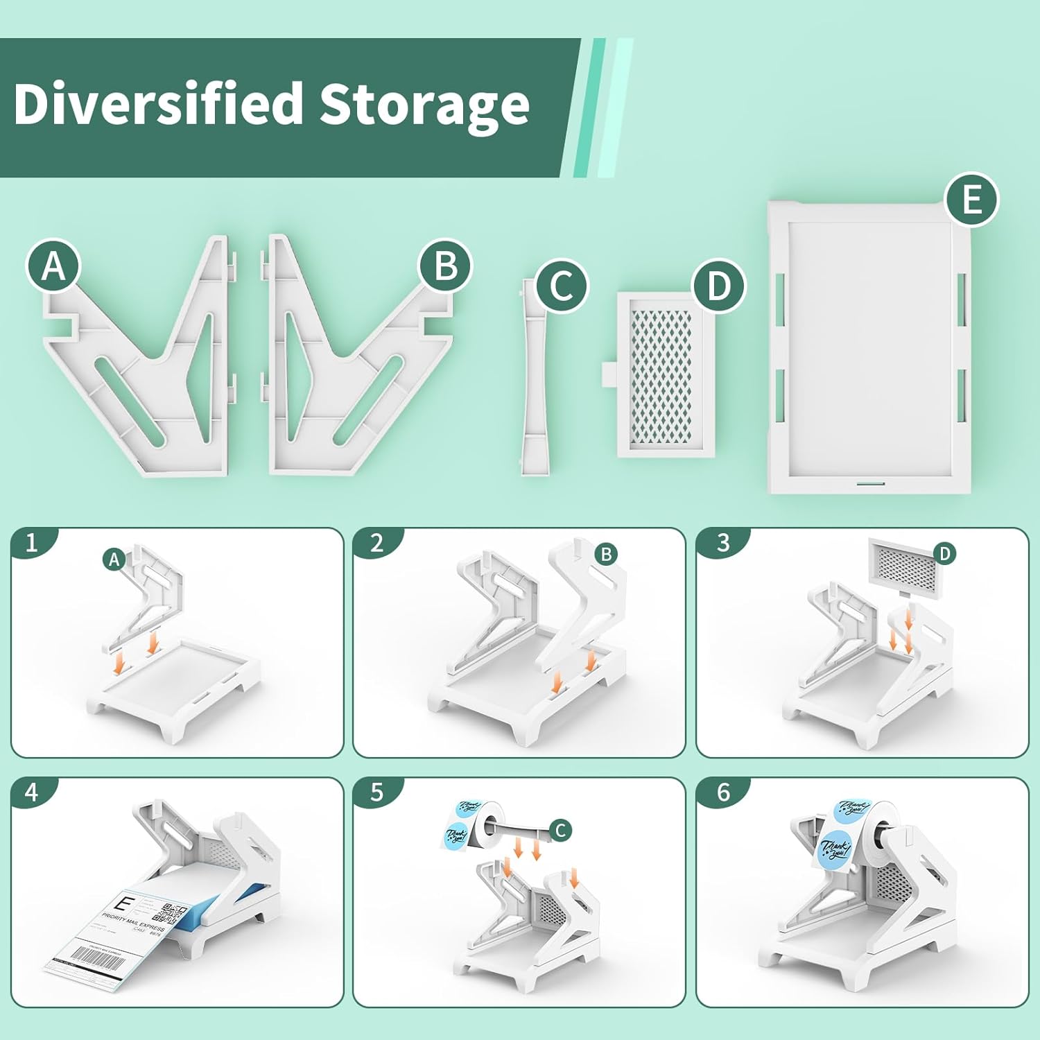 Rongta Label Holder for Rolls and Fan-Fold Labels, Thermal Sticker Roll Holder for Desktop Thermal Printer, Label Dispenser, Supplies for Office, Home (White) - Image 3