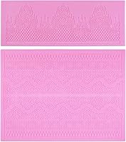 Vista 2 de Moldes de encaje en relieve, juego de 2 moldes de silicona con diseño de flores de varios círculos, decoración de pasteles de boda, molde