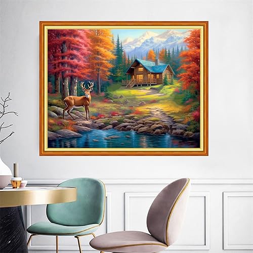 Miniatura 57 de Joyhoor Kits de punto de cruz para principiantes, suministros de punto de cruz estampados, kits de bordado de costura preimpresión para adultos