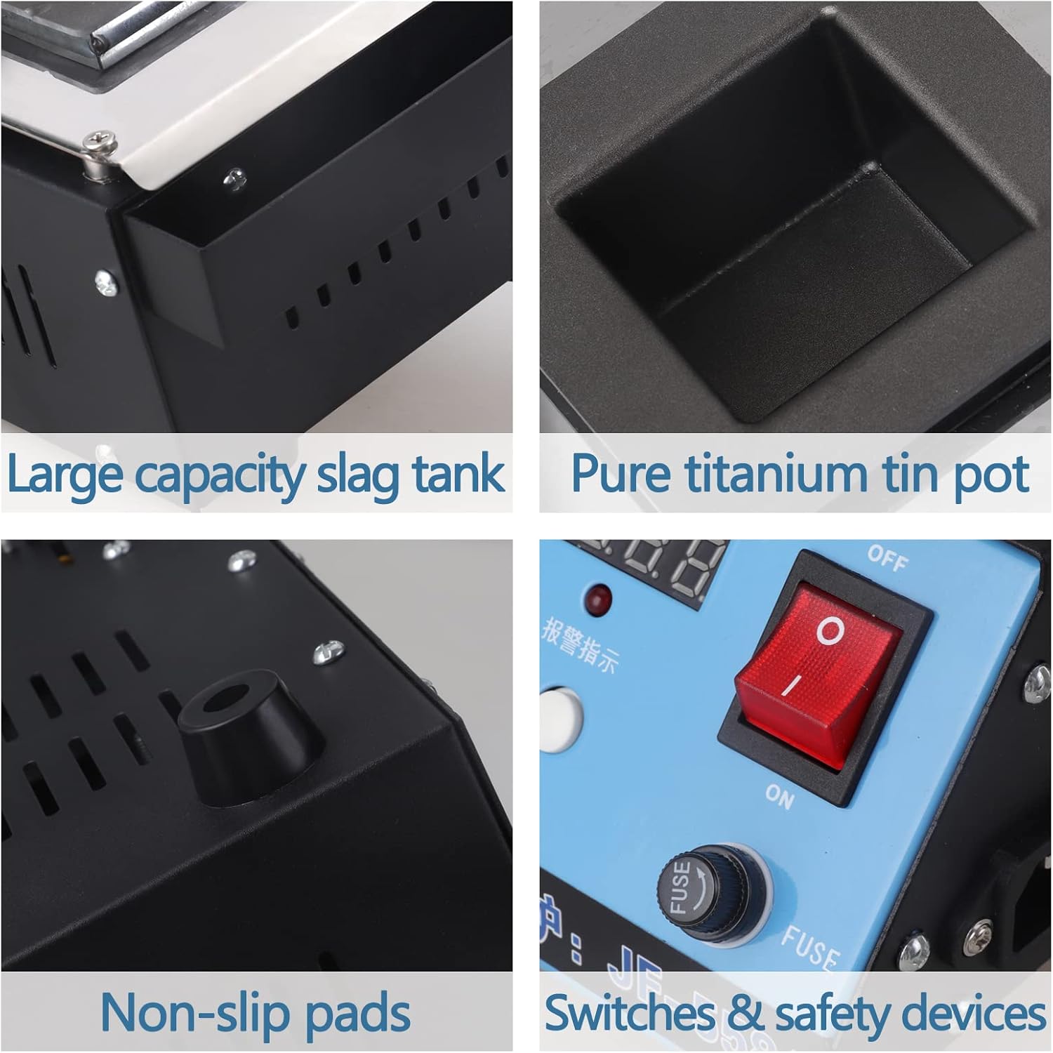 Solder Pot Lead-Free Titanium Solder Pot for Welding Double Digital Display Capacity 2.3kg 500W 30~600°C