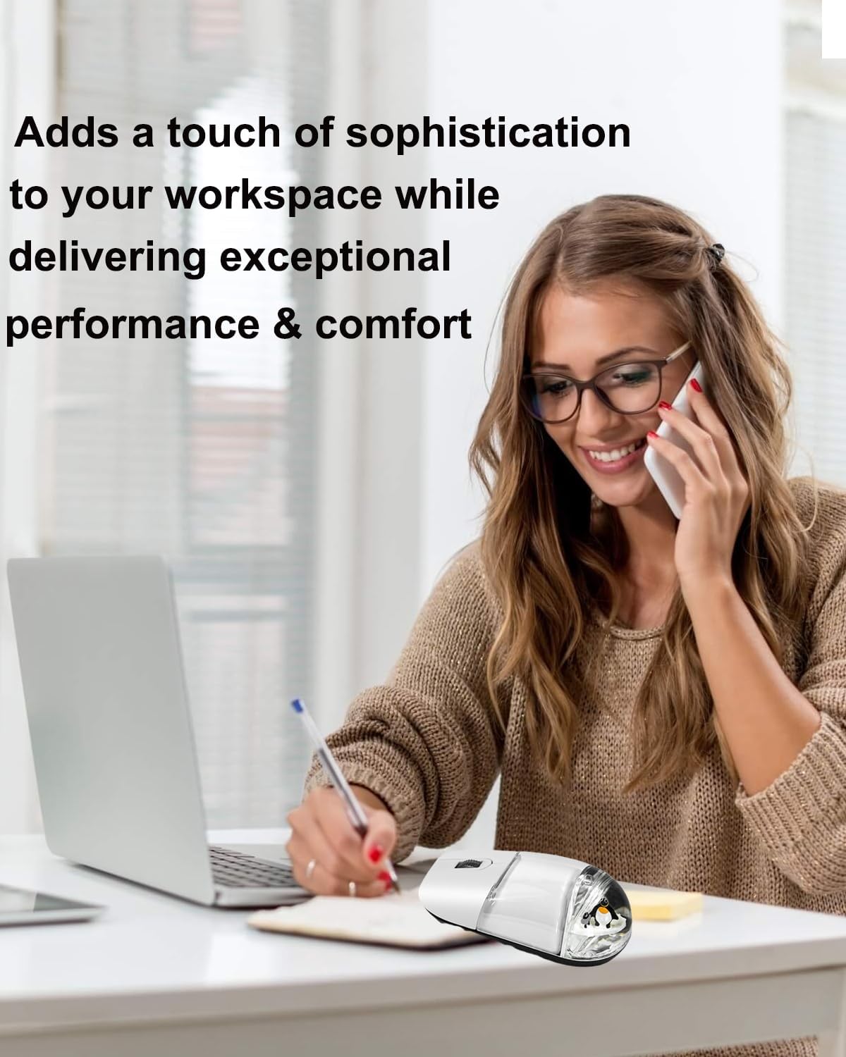 Wireless Mouse Cute White Aqua Water Mice Aesthetic Clear Silent Optical Portable Lightweight Retro Mice for PC Laptop Computer Macbook Kids Girl Women Gift with Liquid Water Section & Floater Penguin