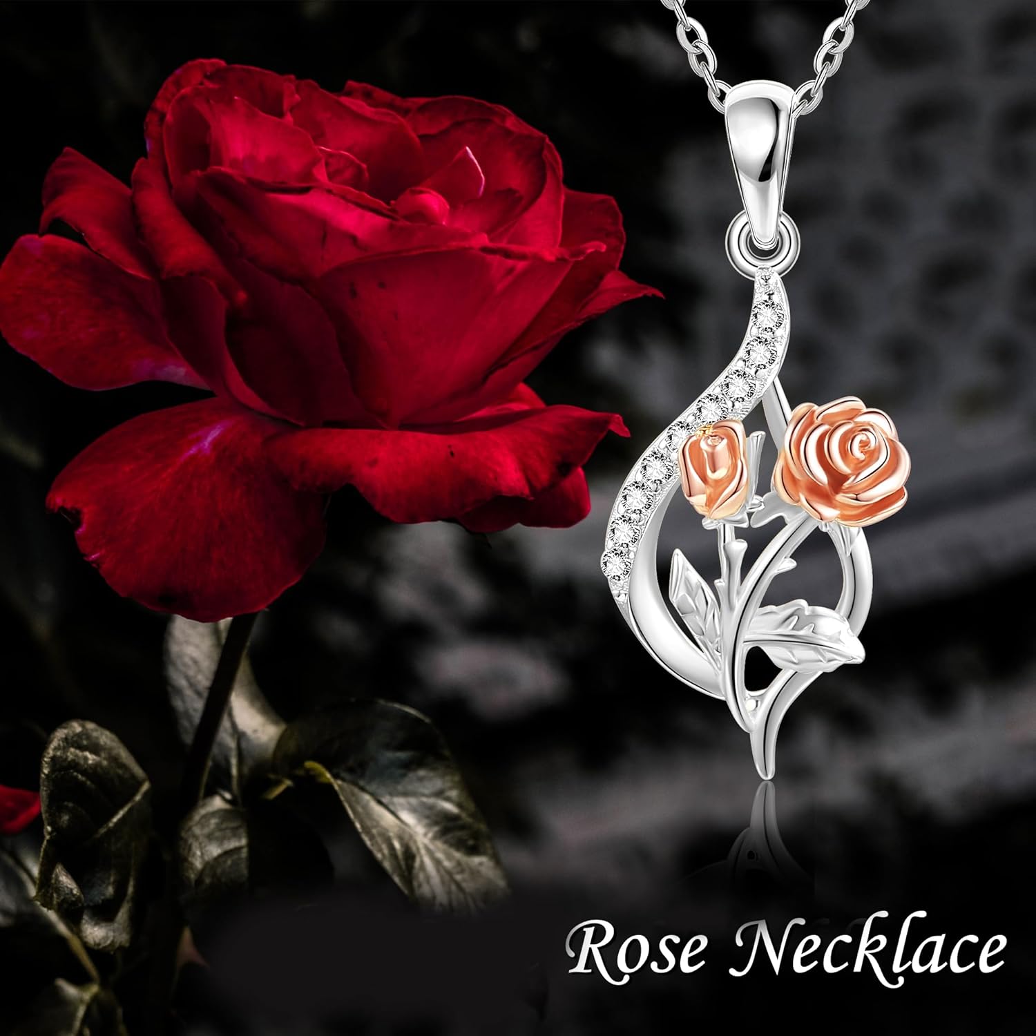 Sterling Silver S925 Rose/Sunflower/Palm Tree/Mushroom/Strawberry Necklace Plant Jewelry Gifts for Women Christmas Gift - Image 5