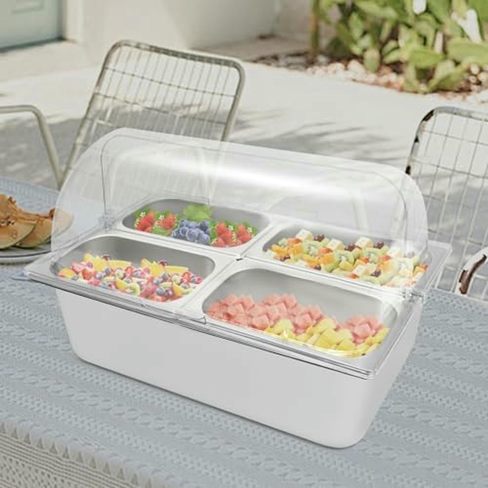1 Set für Salatbar, Buffet-Station, Lebensmittel-Servierbehälter, Lebensmittel-Servierdisplay mit Deckel, kalte Speisen, Buffet-Servierer für Zuhause, Hotel, Einkaufszentrum~/