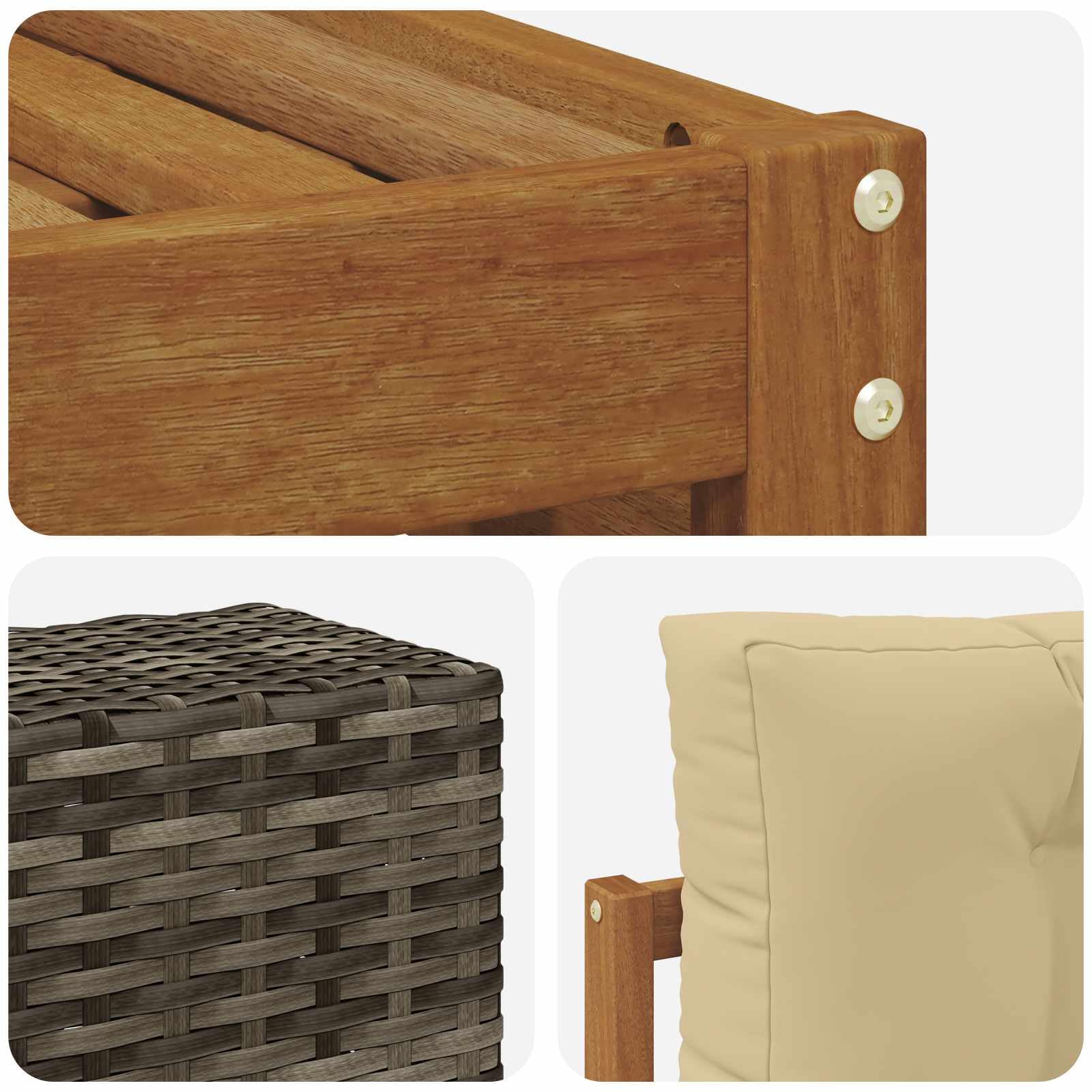 Modulares Gartenmöbel-Set, 6-teilig, Akazie, massiv
