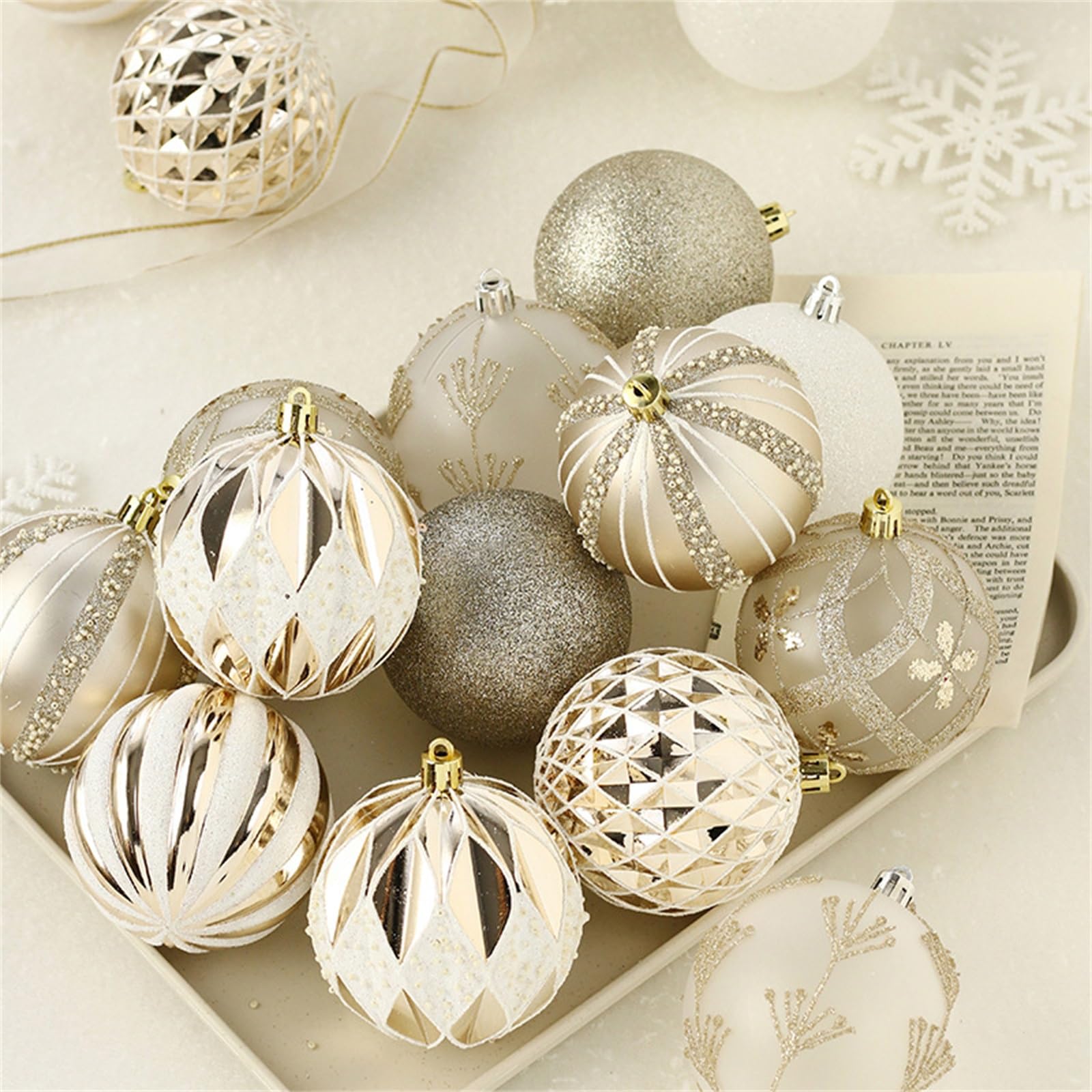 Palline di Natale Decorazioni natalizie Set di decorazioni da appendere con palline di Natale dipinte per Albero di Natale, Festa, Matrimonio