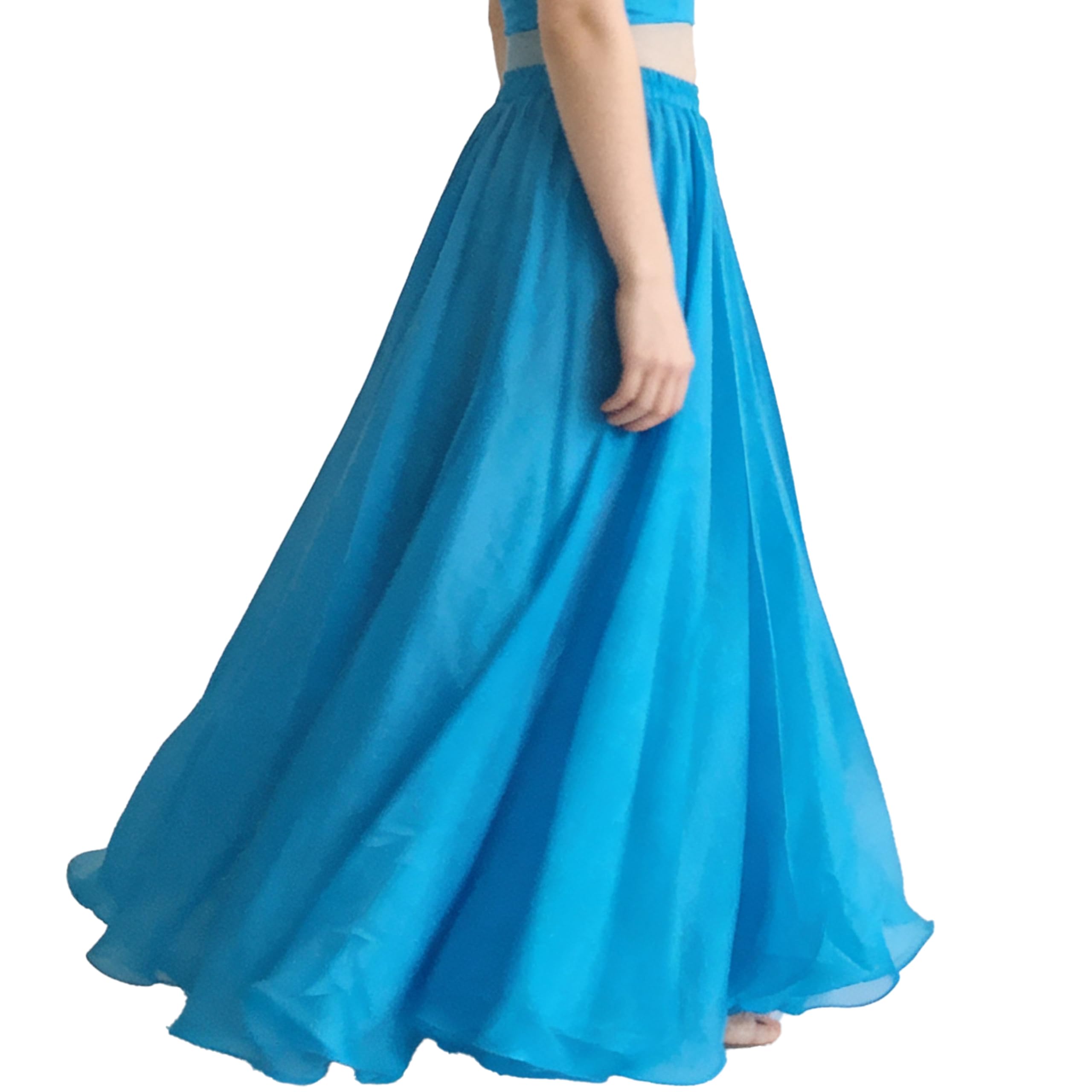 Wuchieal Gonne per danza del ventre da donna gonne lunghe in chiffon tribale, gonna da ballo di lode, gonna messicana