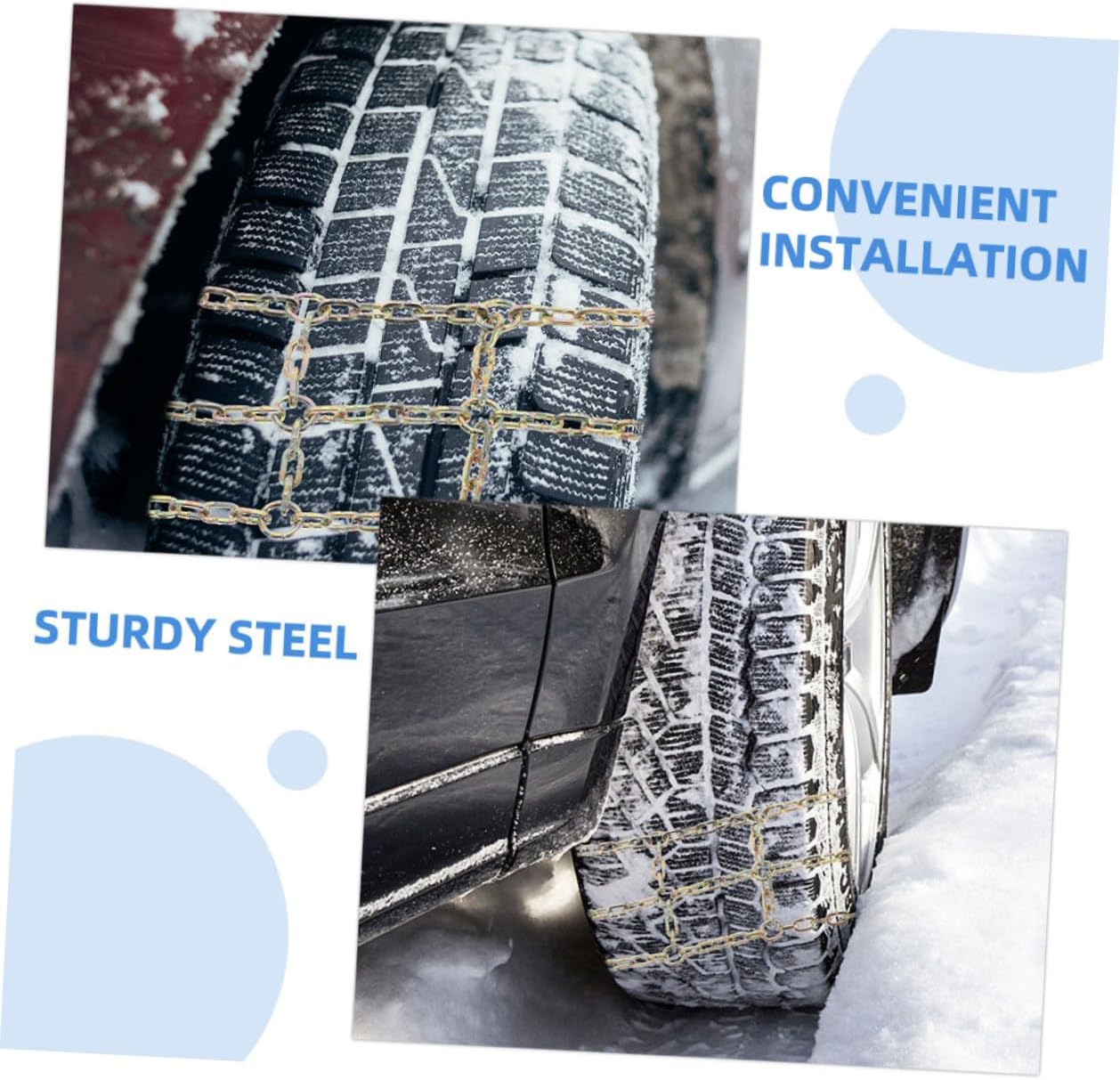 2pcs Tire Snow Chains Anti-slip Wheel Chains for Car Suv Emergency Use Winter Ice Traction Compatible with Passenger Vehicles