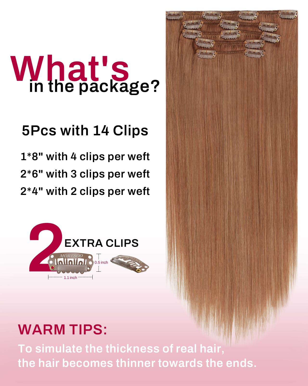 Moresoo Hair Extensions Clip in Real Hair Dark Brown Invisible Full Head Clip in Human Hair Extensions Brunette Shoulder-length Short Remy Hair 12 Inch 5 Pieces/80g #2 — view 177