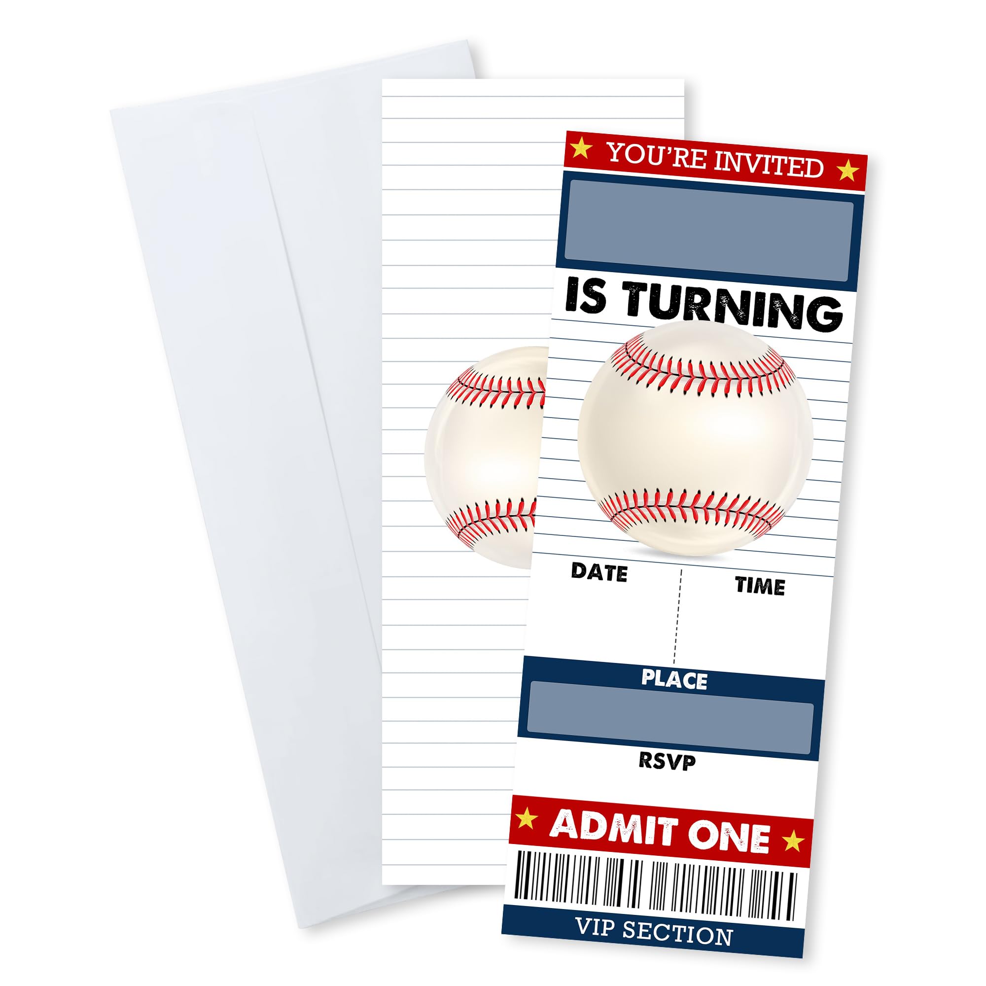 WPBRU Baseball Birthday Invitations, 20 Pcs Fill In Baseball Sport VIP Tickets Invites With Envelopes For Boys Girls Teens Birthday, Sport Party
