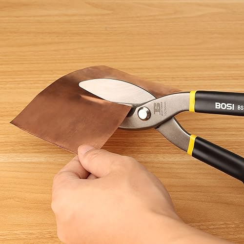 Miniatura 7 de Tijeras de estaño de 12 pulgadas con hoja plana de metal, cortadores de metal de corte recto de alta resistencia, hoja de acero al carbono forjado