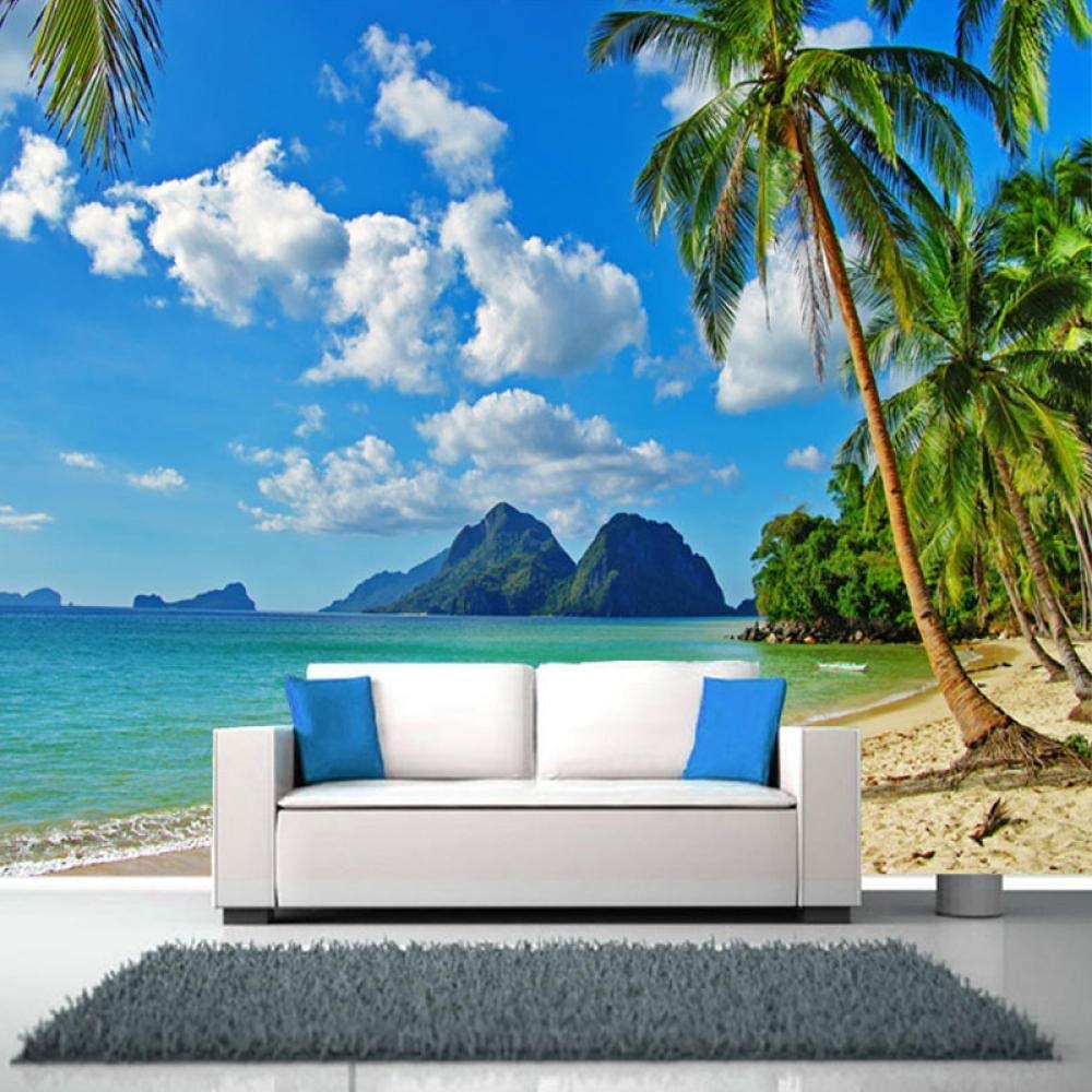 Mural fotográfico 3D paisaje de playa con acabado premium para paredes