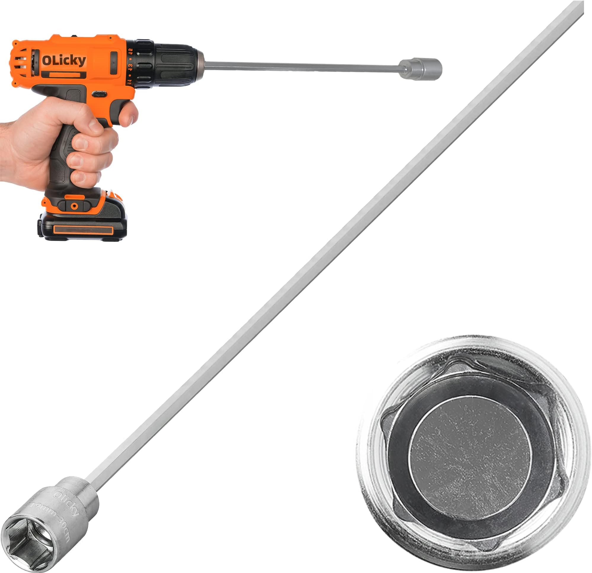 19mm Extension Socket Jack 30cm, Caravan Leg Stand Winder Drill Attachment Accessories, Suitable for caravans and mobile homes