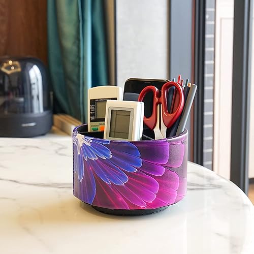 Miniatura 5 de LIZIMANDU Organizador redondo de cuero para suministros de arte soporte de control remoto giro de 360 grados soporte multifuncional para lápices