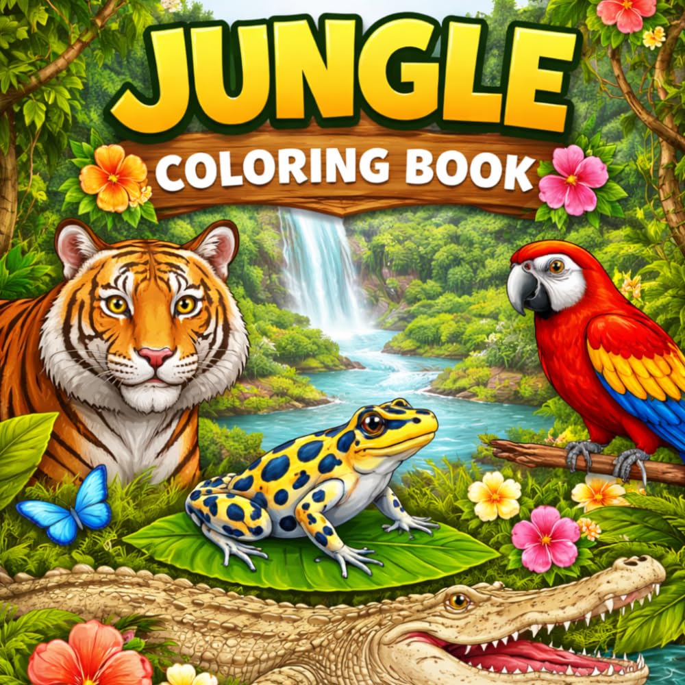 Jungle Coloring Book: A Wild Adventure of Animals, Patterns, & Relaxing Fun