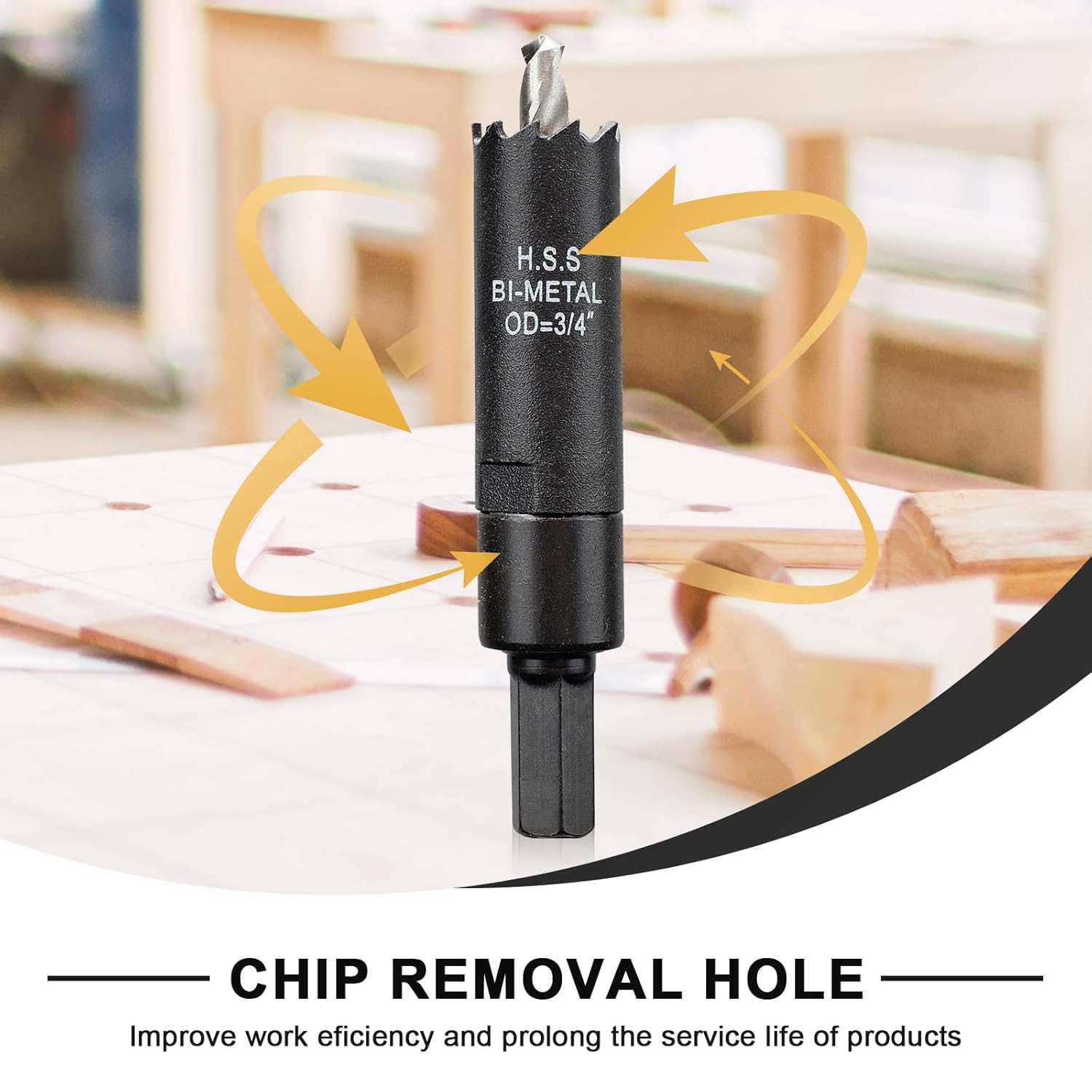 3/4 inch Hole Saw for Metal and Plywood, Bi-Metal Circular Wood Drill Bit Cutting 1.75” Deep with Hex Shank for Drywall, Fiberglass, Plasterboard, Acrylic and Sheet Steel
