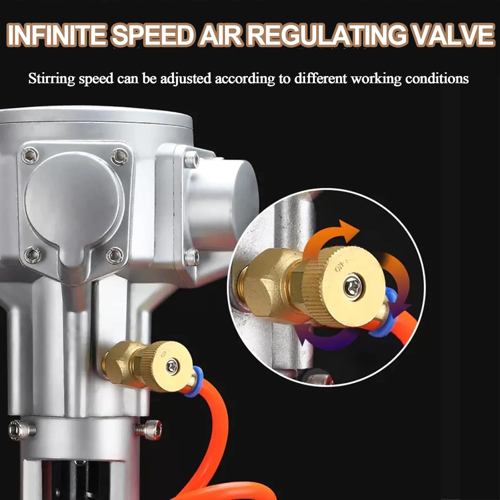 Mezclador de pintura neumático con soporte, agitador de aire de 1/16 HP, 50-3200 RPM, altura ajustable para mezclar resina epoxi, tinta, revestimiento, adhesivos y productos químicos