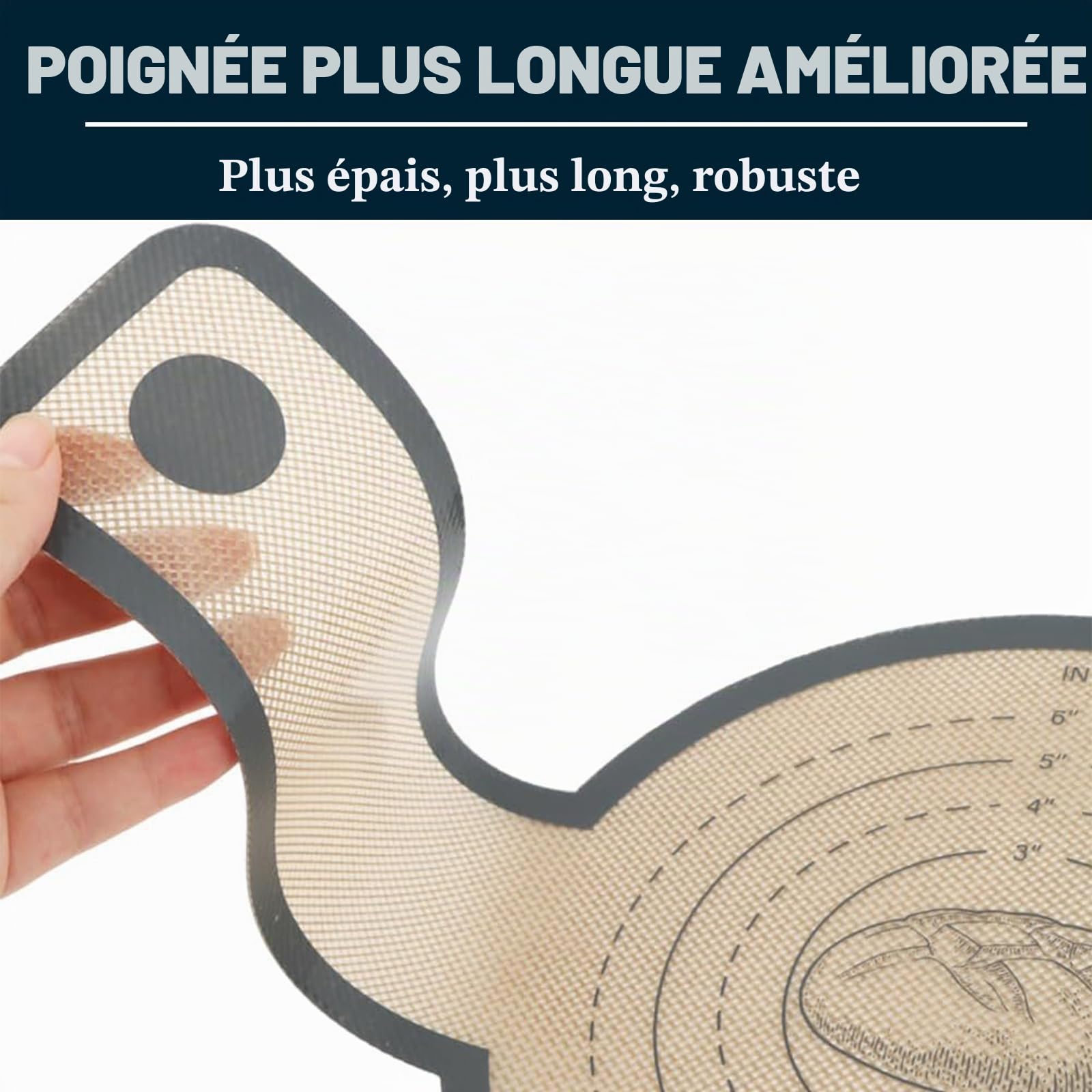 Tapis de Cuisson en Silicone pour Four Hollandais Lot de 2 Antiadhésif Réutilisable avec Poignées Anti-Brûlures Compatible Pizza Pain au Levain Rond Ovale