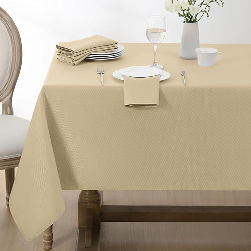 Miniatura 6 de Softalker Mantel rectangular de jacquard, manteles minimalistas con textura brillante, tela resistente al agua, antiarrugas, lavable, para cenas,