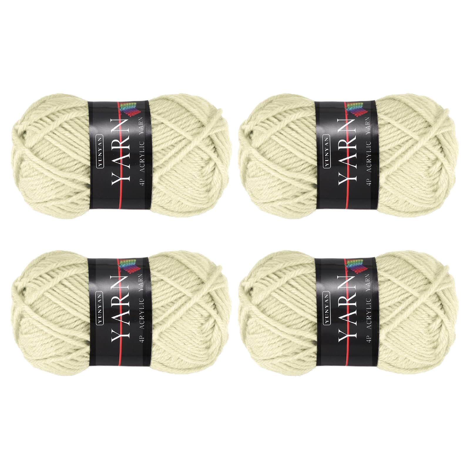 sourcing map Acrylic Crochet Yarns 4PCSx25g Cream White Sport Weight