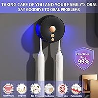 Vista 2 de Soporte para cepillos de dientes montado en la pared, caja de limpieza portátil de viaje para el hogar, estuche limpiador recargable, 2 ranuras