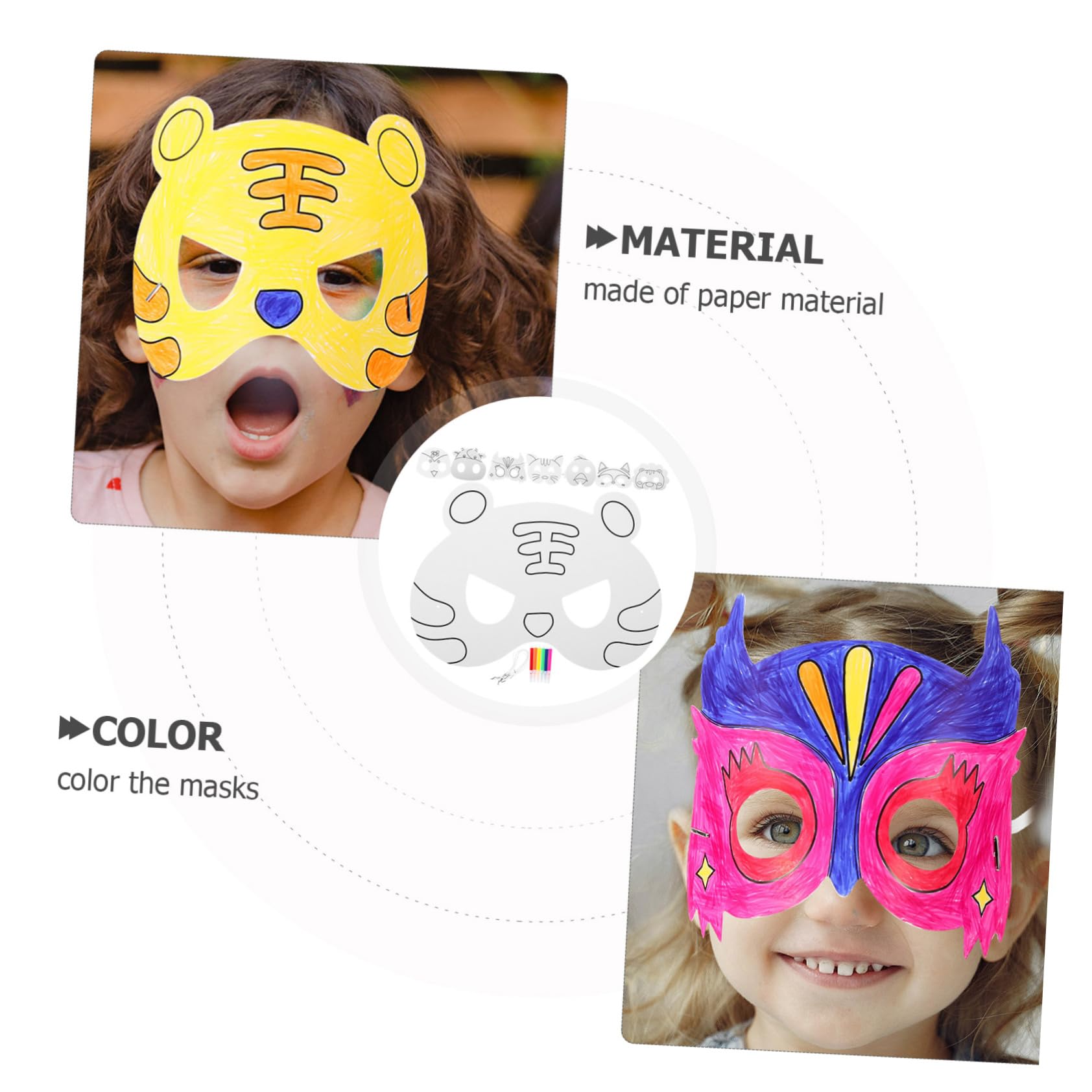 HEMOTON 5 Set Maschera Vuota Da Colorare Maschere Graffiti Fai Da Te Vuota Maschere Per Fai Da Te Kit Per La Creazione Di Maschere Maschera Di Volpe Carta