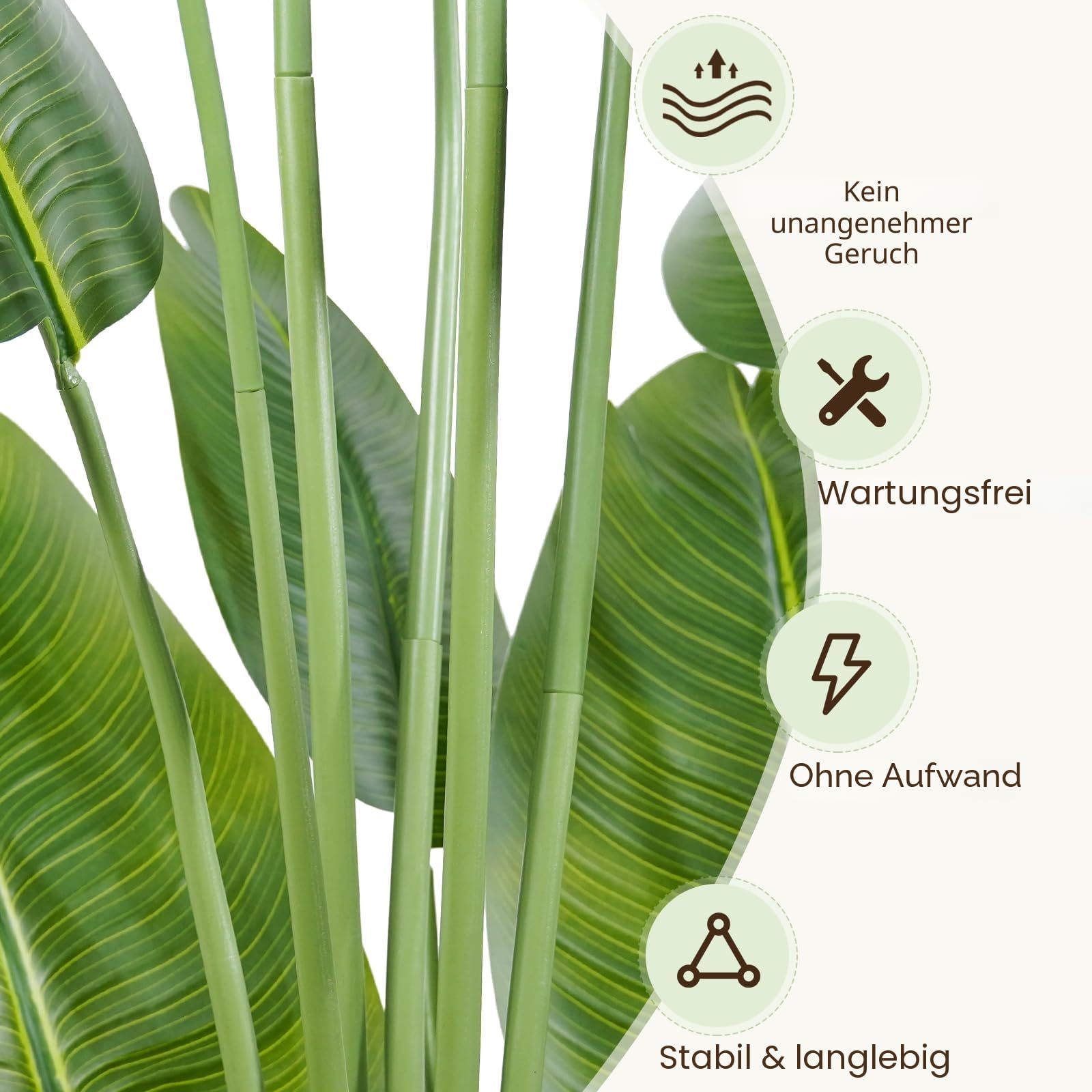 Künstliche Paradiesvogel Pflanze groß 150cm künstliche Tropische Palme mit 10 Blättern perfekte künstliche Pflanzen im Topf für drinnen und draußen Haus Büro Garten Moderne Dekoration（1 Pack）
