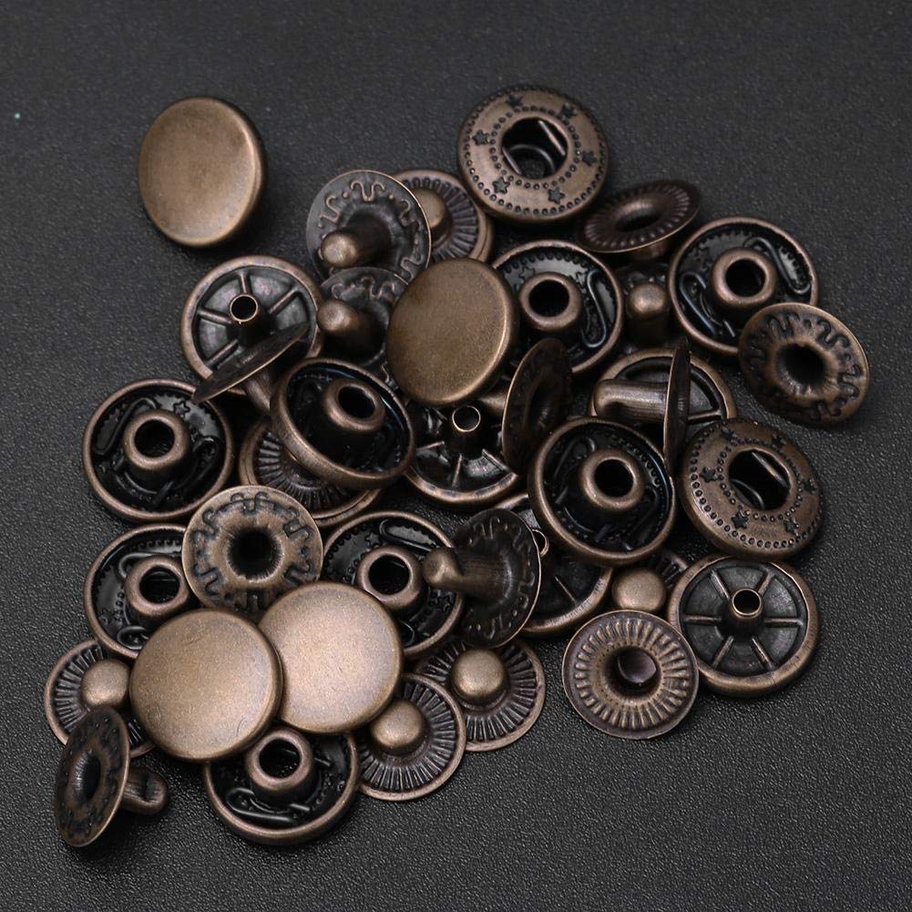 HEEPDD 50 Set Bottoni A Pressione In Metallo Con Attrezzo Di Montaggio – Diametro 15 Mm, Ottone Antiruggine, Per Jeans, Vestiti E Borse