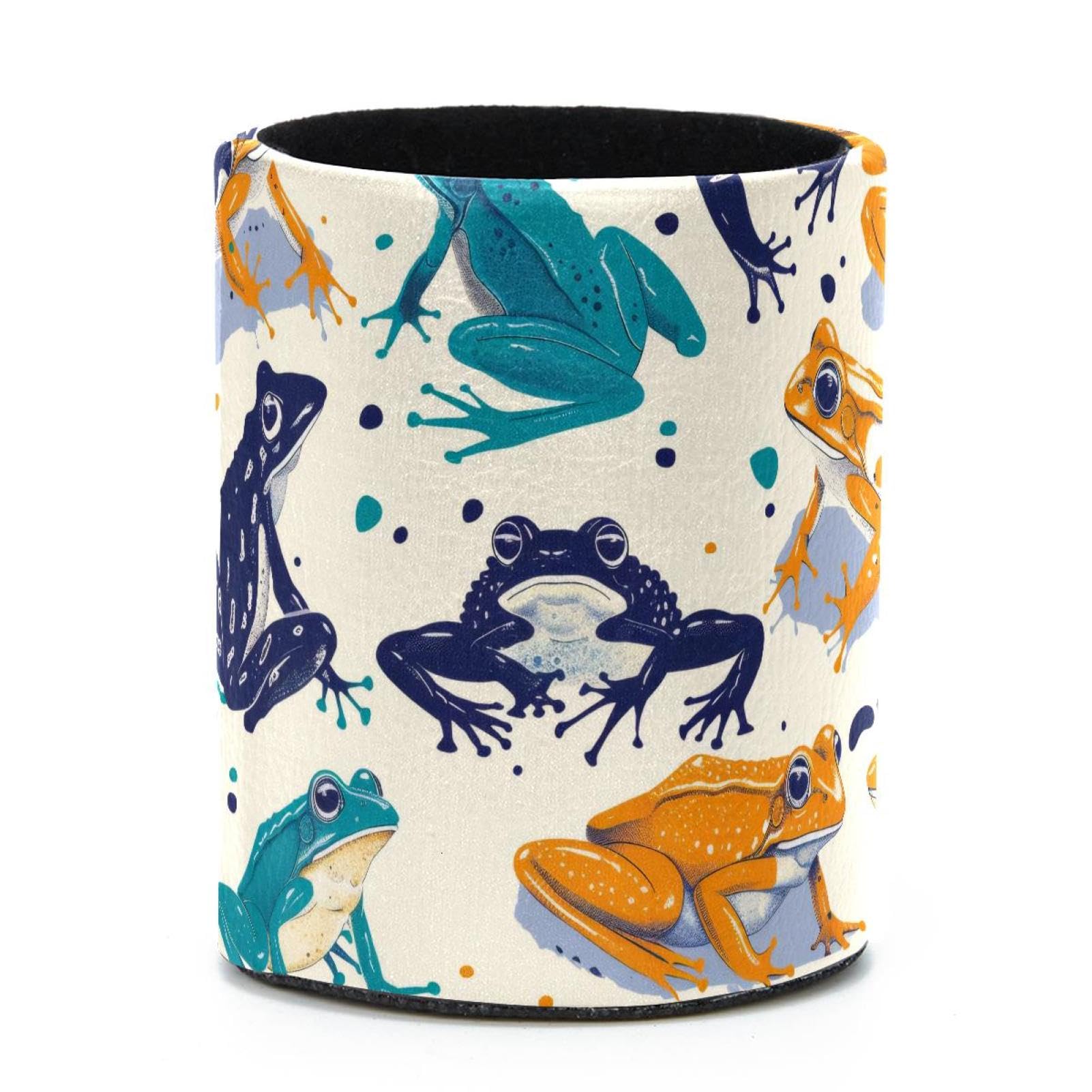 VAPOKF Round Pencil Holders for Desk, Frogs Pattern Pen Holders Pen Pot Makeup Brushes Storage Desktop Stationery Supplies Organiser for Home Office