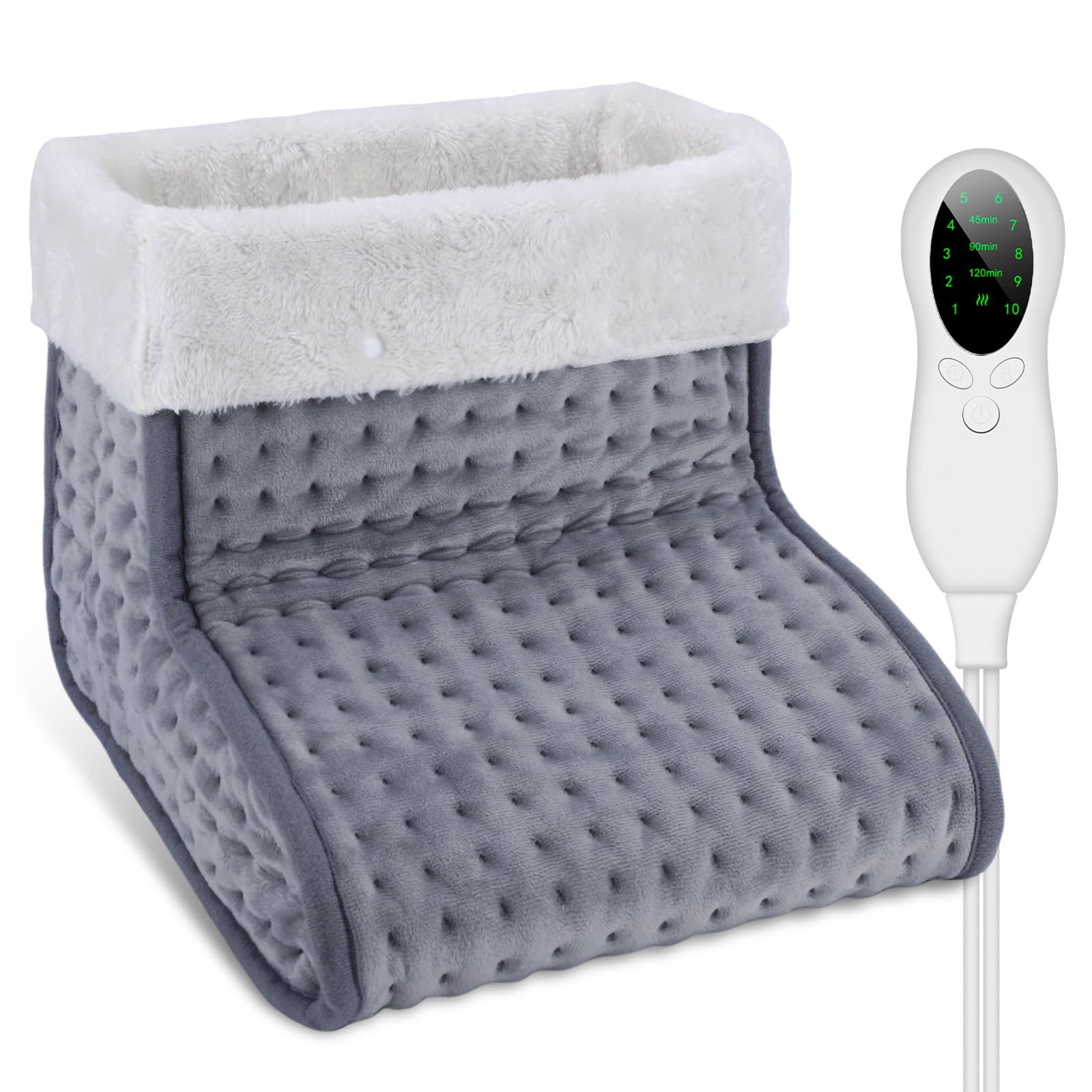 DEWEL Calentador de Pies Eléctrico Calentador Pies 90W 10 Niveles de Temperatura 30-60℃ Temporizador de 45/90/120min Calientapiés Eléctrico Forro Extraíble y Lavable hasta Talla de 46