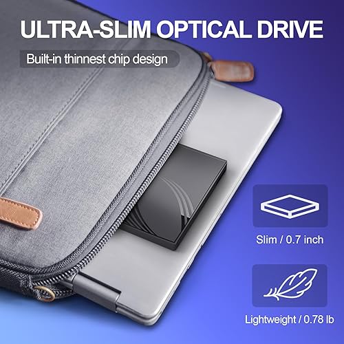 Miniatura 7 de Unidad externa de CDDVD para laptop, grabadora de CD ultra delgada, concentrador USB 3.0 con 4 puertos USB, 2 ranuras para tarjetas TFSD, 1 puerto