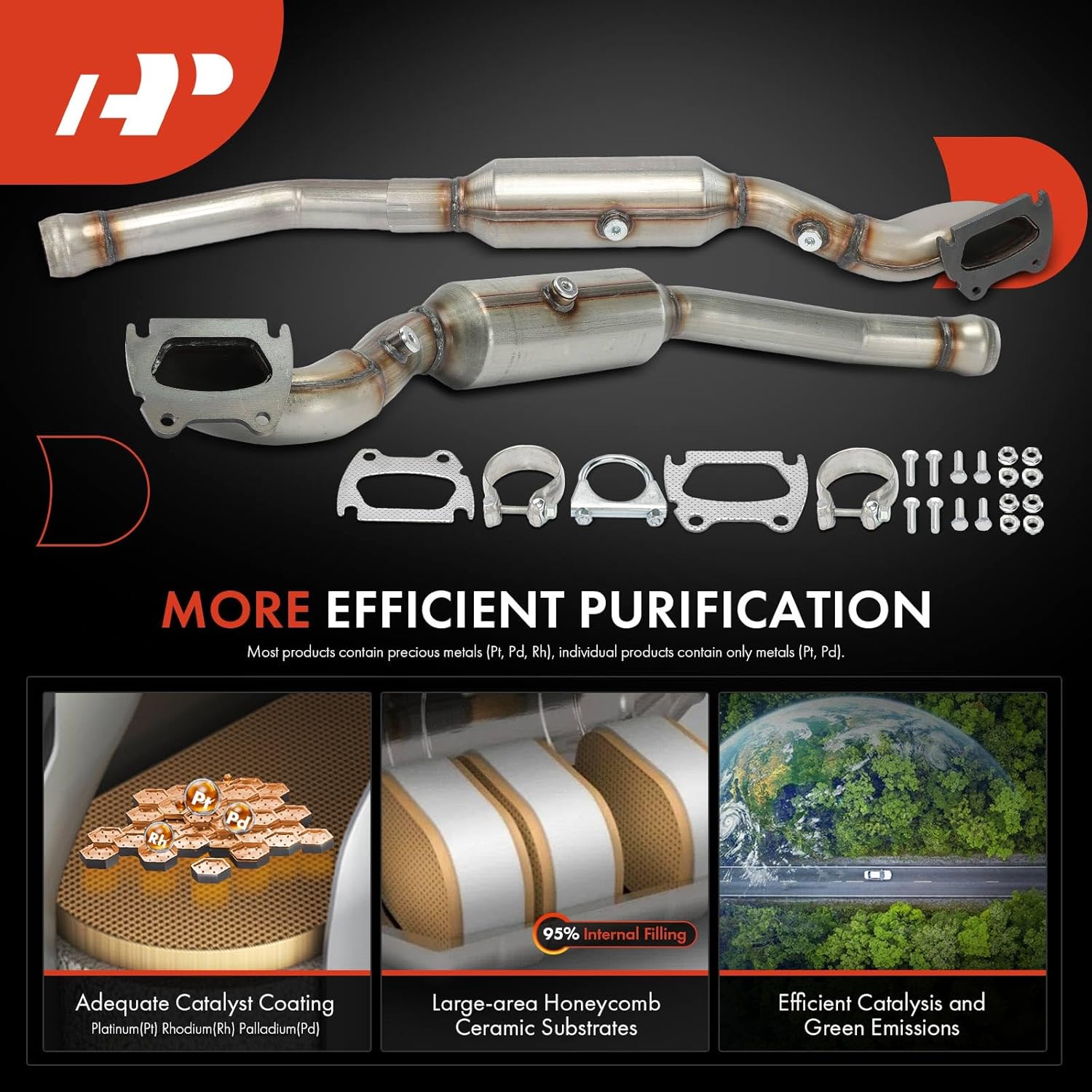 A-Premium Left and Right 2-PC Catalytic Converter with Gasket Kit Direct-Fit Compatible with Jeep WK2 Series Grand Cherokee & Dodge Durango, 2011 2012, 3.6L, E.P.A. Compliant, Replace# 68037894AE