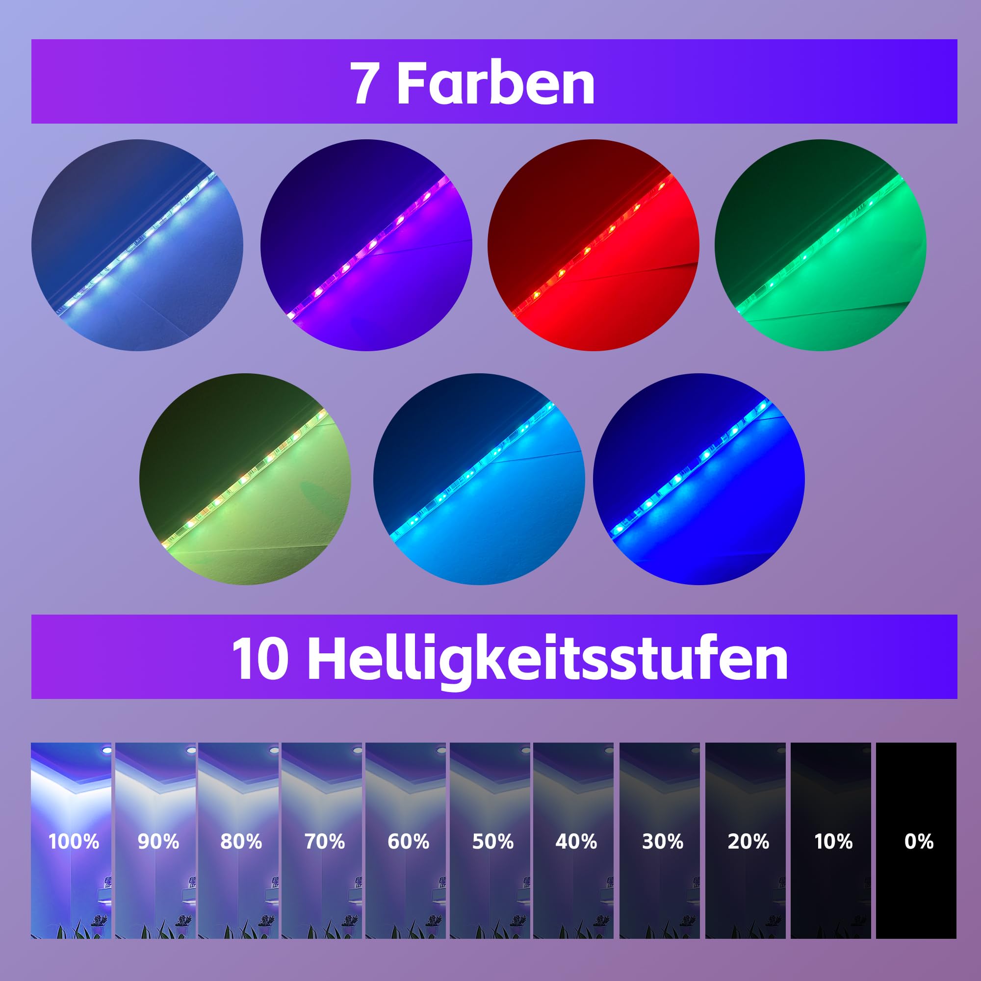 Köhko Tira de iluminación LED multicolor 60 cm impermeable para cascada 60 cm multicolor