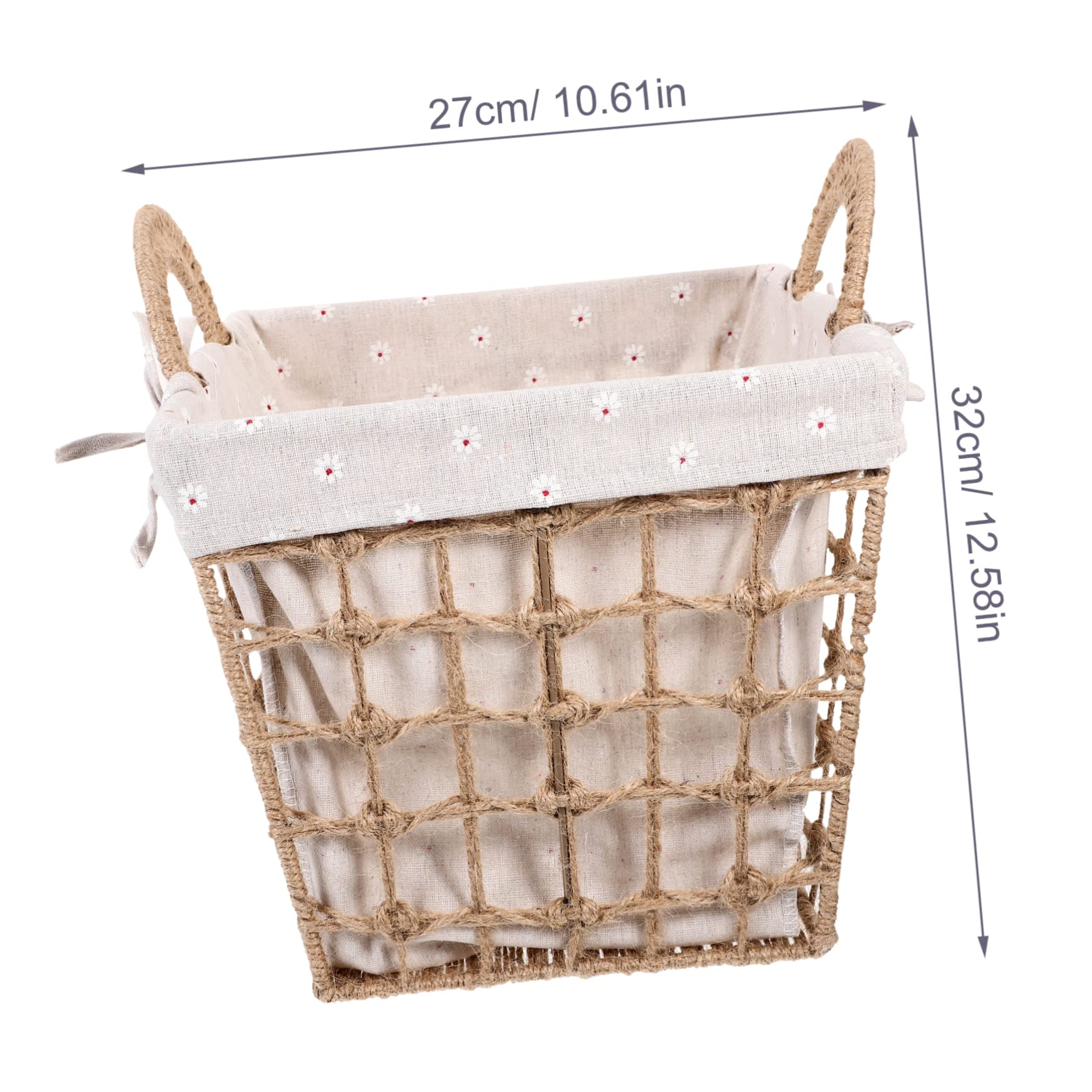 Hemobllo Cesta Organizadora Tejida Pequeña Cuadrada con Asas Dobles y Forro de Tela, Almacenamiento de Fibra Natural, para Hogar y Oficina, Cesta Decorativa Multiusos