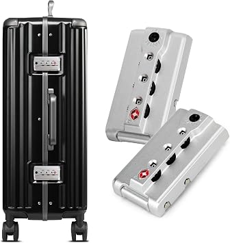 2 pcs Customs Locks for Luggage, TSA007 Authentication Security Locks Suitcase Replacement Password Locks for Travel 3 Digit Self-Setting Lock(Silver)