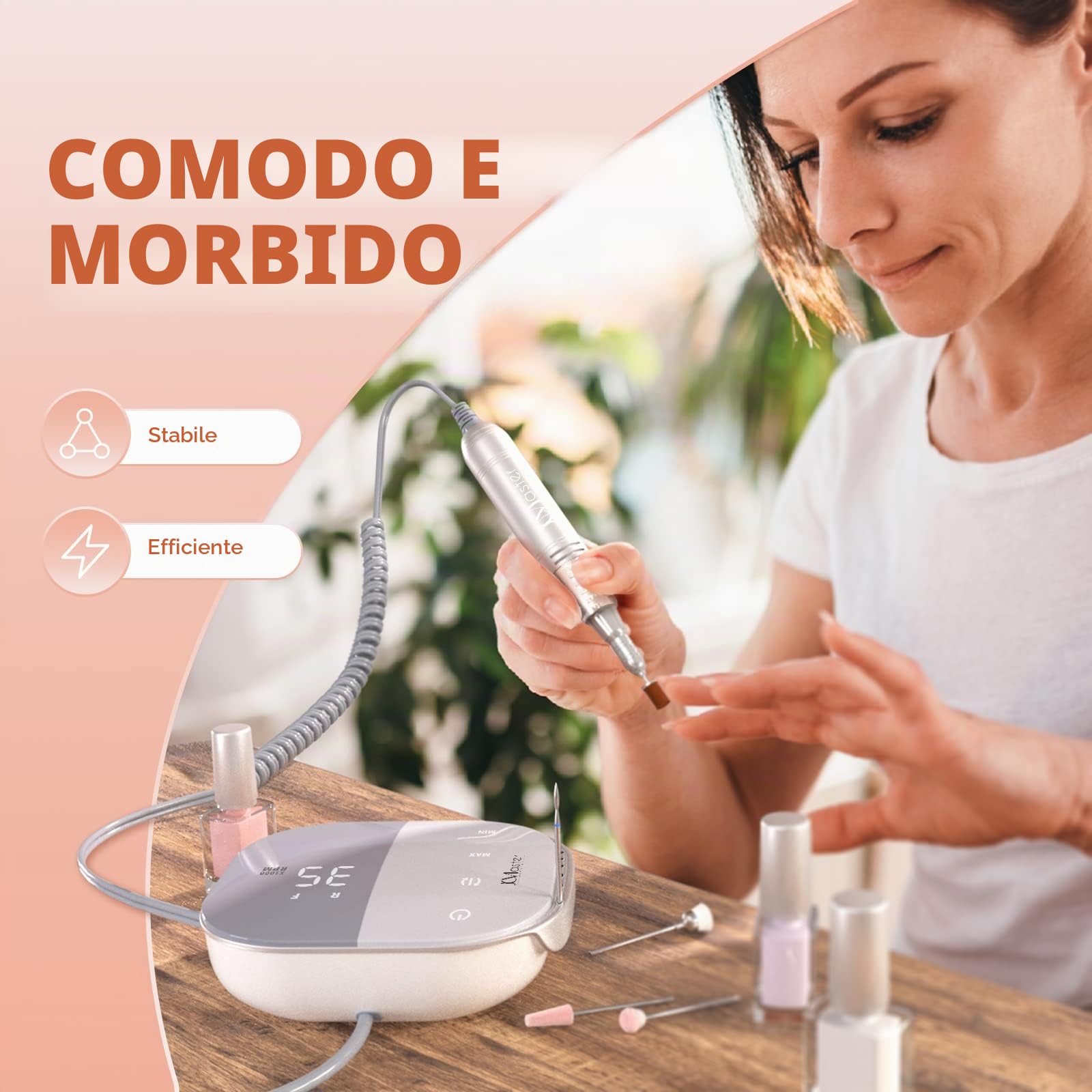 JCMaster Fresa per unghie 35000 rpm Display LCD Efile fresa digitale potente per unghie acriliche gel Zero rumore Nessuna vibrazione Macchina professionale per pedicure manicure per la cura nail art