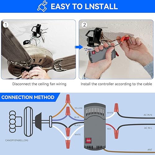 Miniatura 6 de Kit de control remoto universal para ventilador de techo con luz de repuesto para Hampton Bay Harbor Breeze Hunter UC7067RC Kit y control remoto