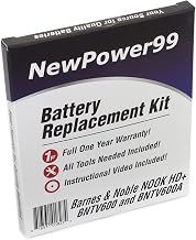 Battery Kit for The Barnes and Noble Nook HD+ BNTV600 and BNTV600A with Free Tools, Video Instructions, and Long Life Battery from NewPower99