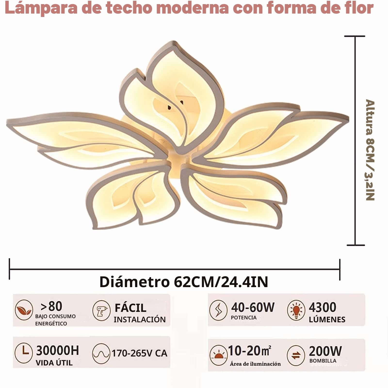 Lámpara LED de techo con APP regulable, lámpara de saló dormitorio con mando a distancia cambio de color lámpara de techo moderna ahorro de energía iluminación de techo para salón habitación infantil