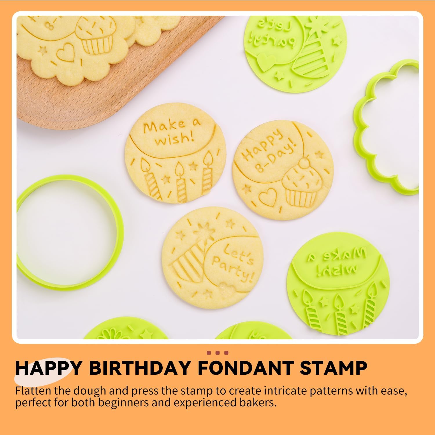 KALAIEN 6 Pcs Happy Birthday Embosser,3D Cookie Stamps,Sweet Stamps Cake Decorating Fondant Cutters for DIY Baking Cake/Sugar Paste/Cupcake/Chocolate - Image 5