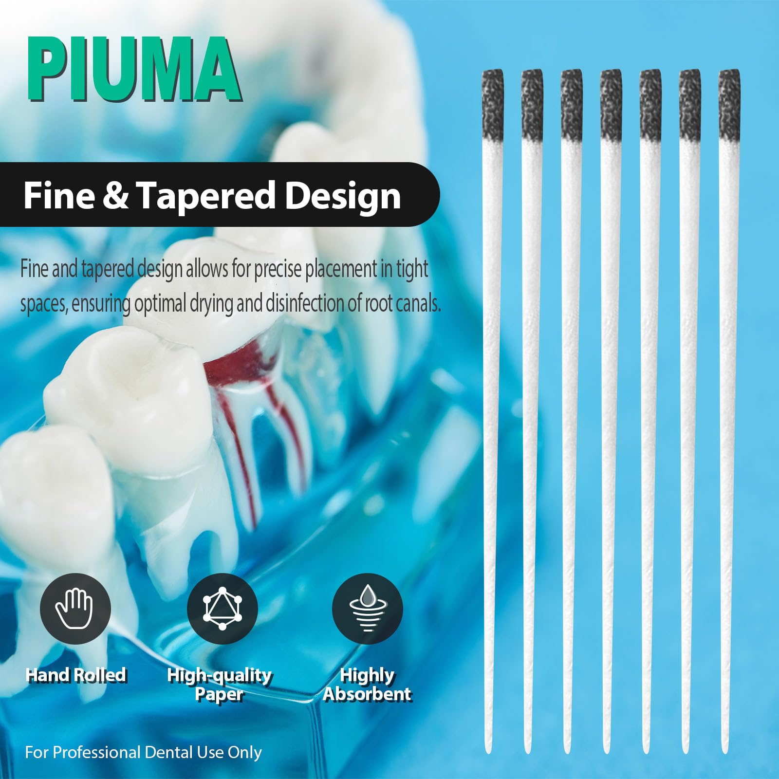 200 Stück #80 Dental/Medical Grade Piuma saugfähige Papierpunkte, verschiedene Größen, Tapper für endodontische Endodontie, steril, gemischte Größen