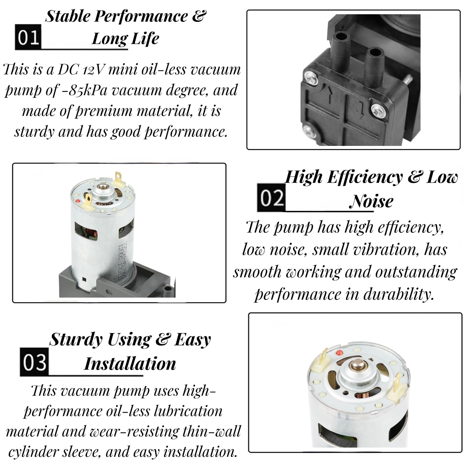 Bomba De Vacío Sin Aceite 12V 42W 85KPa 40L/min Vacío Pump Para De Frenos Y Climatización