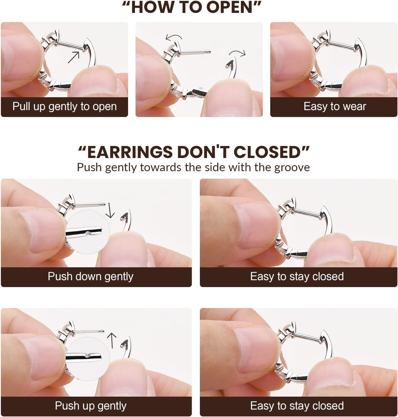 AINUOSHI Moissanite Hoop Earrings for Women, D-E Color Moissanite Simulated Diamond, 925 Sterling Silver with 18K White Gold / 14K Yellow Gold Plated, Hypoallergenic, Jewelry Box Packed, Christmas New Year Jewelry Gifts - Image 3