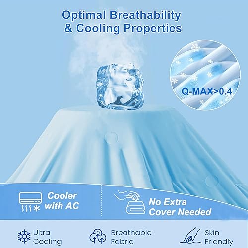Miniatura 12 de Manta refrescante tamaño King, edredón fresco de doble cara para personas que duermen con calor y sudores nocturnos, mantas de hielo suaves
