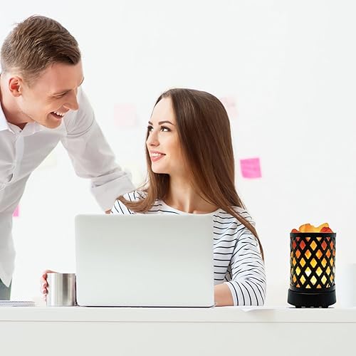 Miniatura 3 de Himalayan Glow Luz nocturna multicolor USB estilo celosía con trozos de sal rosa, bombilla de lámpara de sal, (certificado ETL) interruptor de